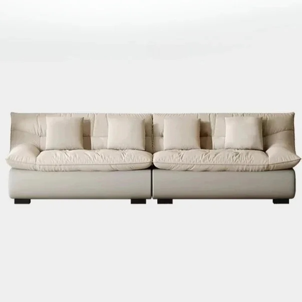 

N Simple Modern Cream Style Sofa Living Room Straight Row Designer Cloud Milk Flannel Four-Seat