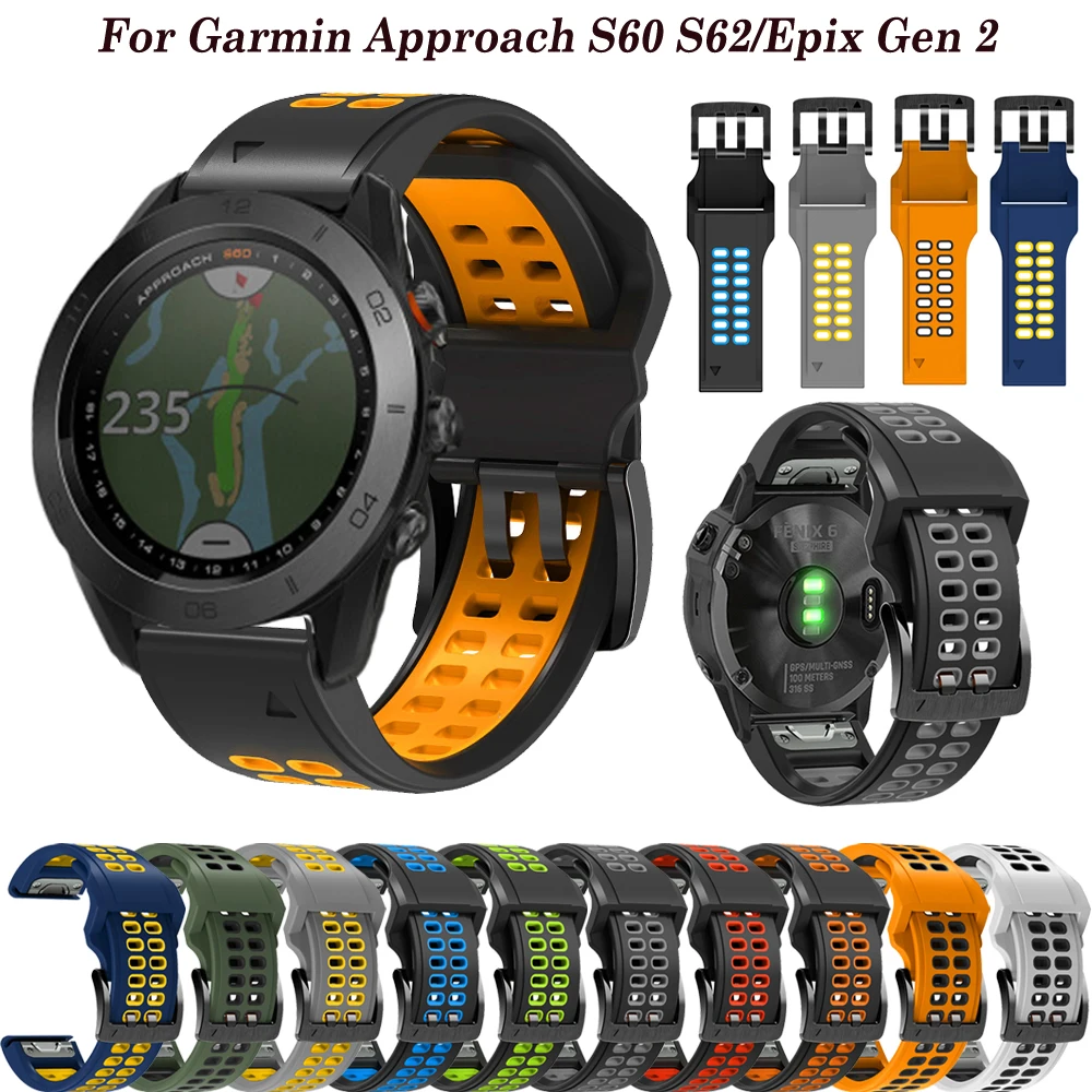 Approach S60 S62 Silicone Wristbands Strap For Garmin Fenix 6 6X Pro 7 7X 5 5X Plus 3HR 22mm 26mm Watch Band Smartwatch Bracelet