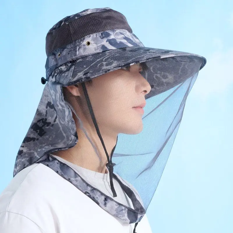 

Men's And Women's Summer Fishing Hat Full Face Sunshade Mosquito Proof Beekeeping Mask Outdoor Camping Travel Gear Fishing Cap