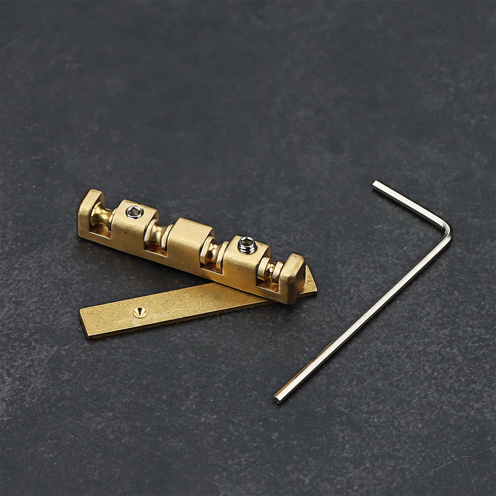 

1 set Guitar Accessories Acoustic Nut Saddle Replacement Brass Stringed Instrument Supplies Golden Color 5 Strings Sturdy Wear