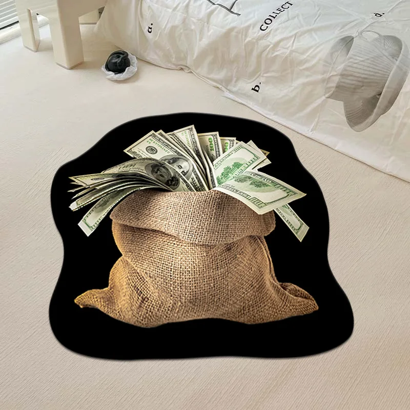 New Dollar Money Bag Carpet Living Room Decorative Rug Bedroom Bedside Floor Mat