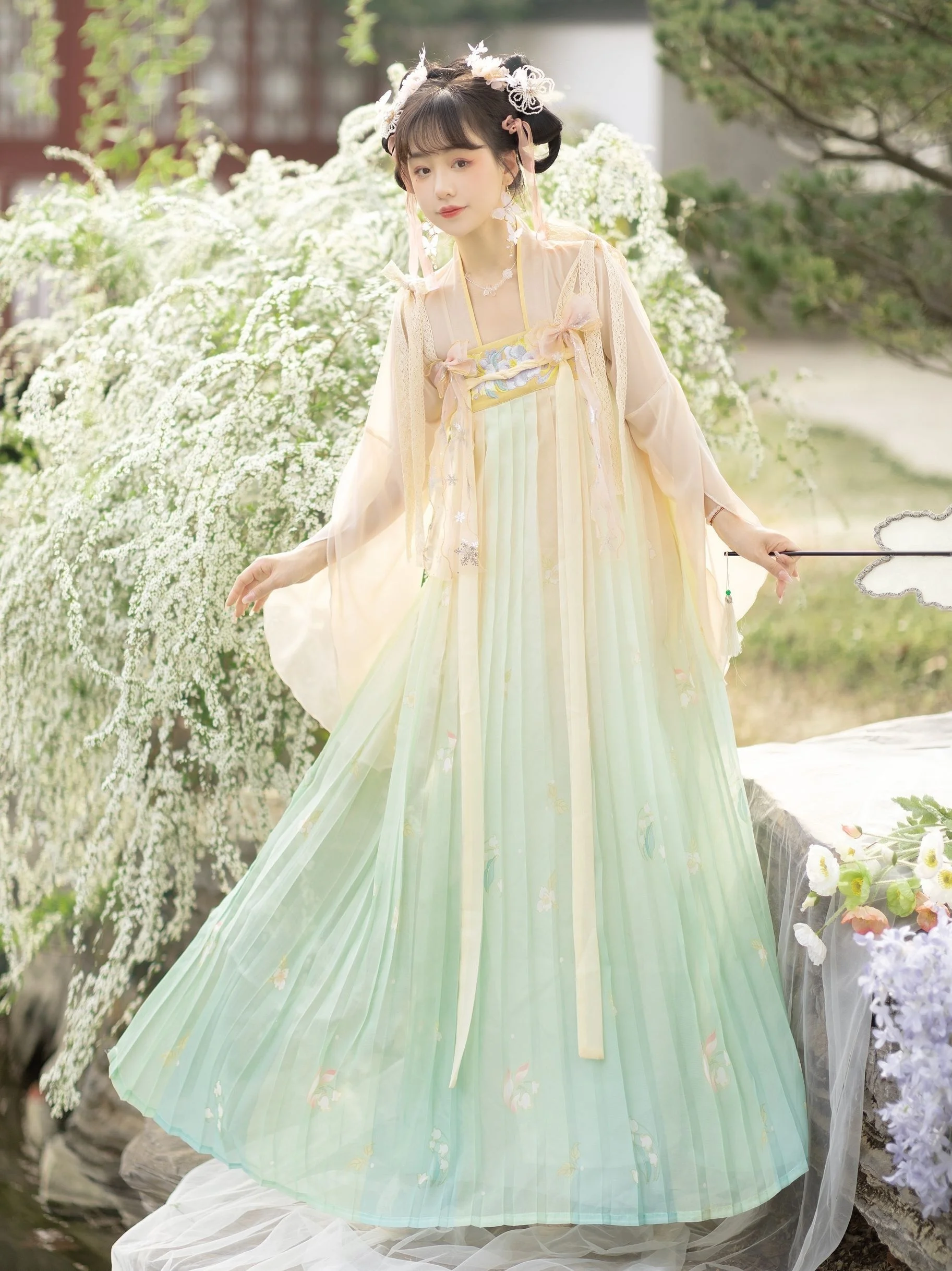 

Костюм феи ханьфу в древнем китайском стиле, женский элегантный костюм с вышивкой в традиционном китайском стиле Тан, костюм принцессы для весны