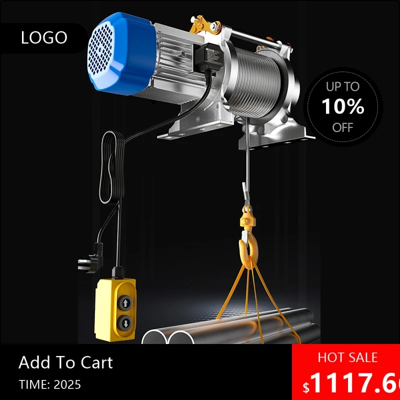 

080808Многофункциональная маленькая электрическая таль с алюминиевым корпусом для быстрого подъема, украшения дома, крановый подъемник