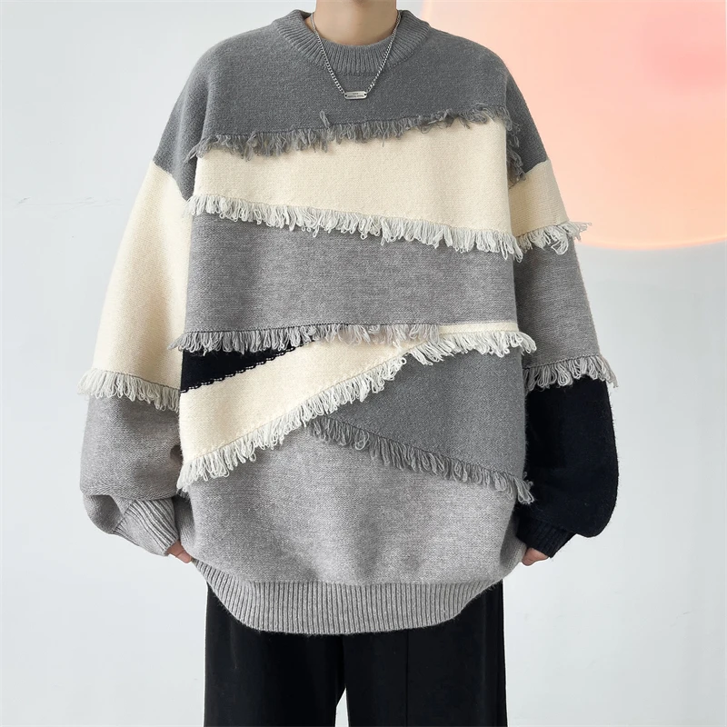 

Korean Fashion Men Sweatercoat Loose O-Neck Pullovers Woman Sweater New Autumn Winter Tops Male Streetwear Clothes