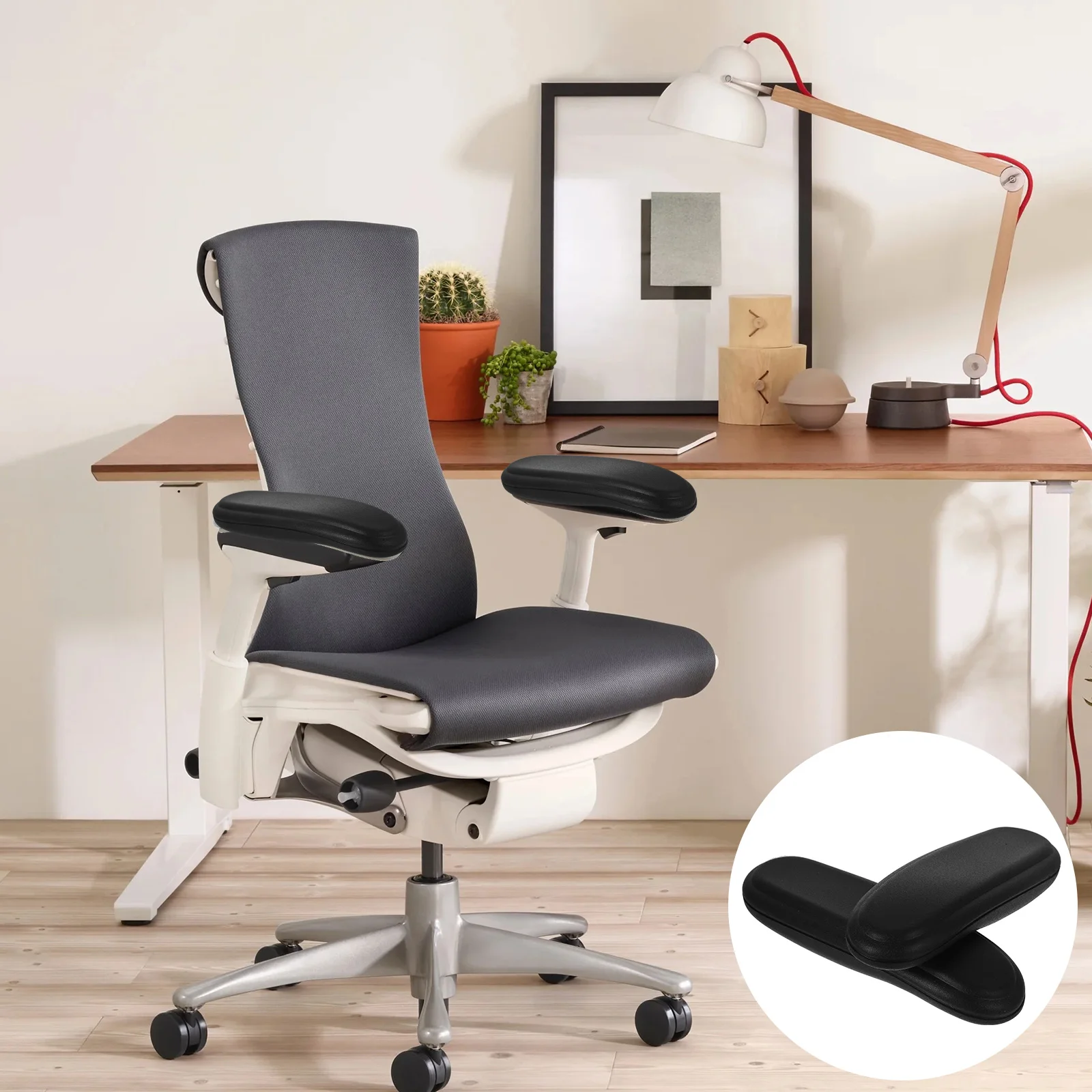 

2pcs Office Chair Cushions Non-Slip Comfortable Arm Pads Replaceable Covers For Home Office Chairs Reusable Supple Armrest Pads
