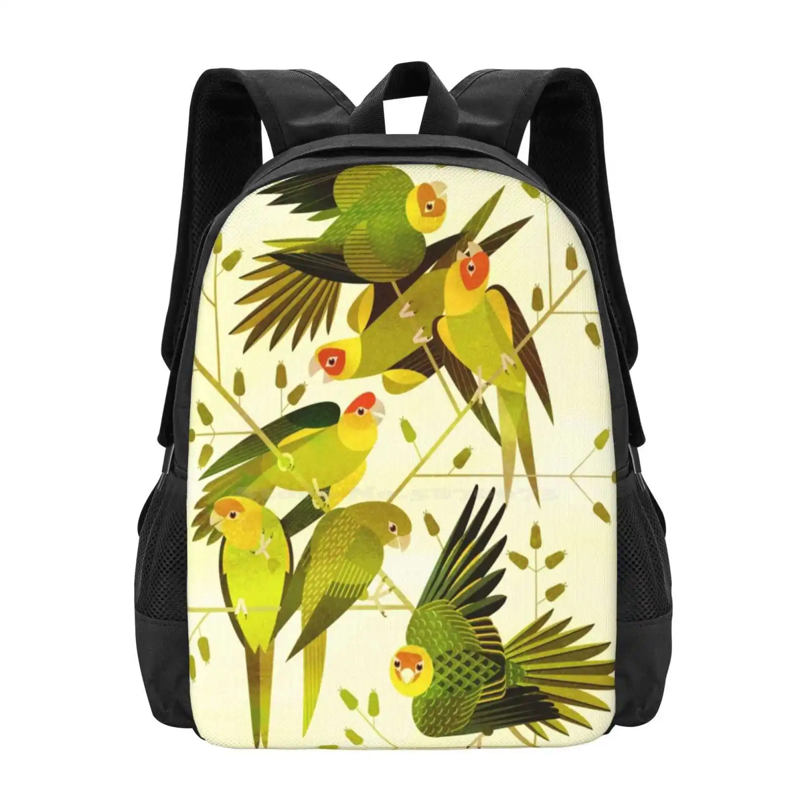 Carolina Parakeet School Bags Travel Laptop Backpack Scottpartridgeart Partridge Graphic Design Digital Illustration Jevaart