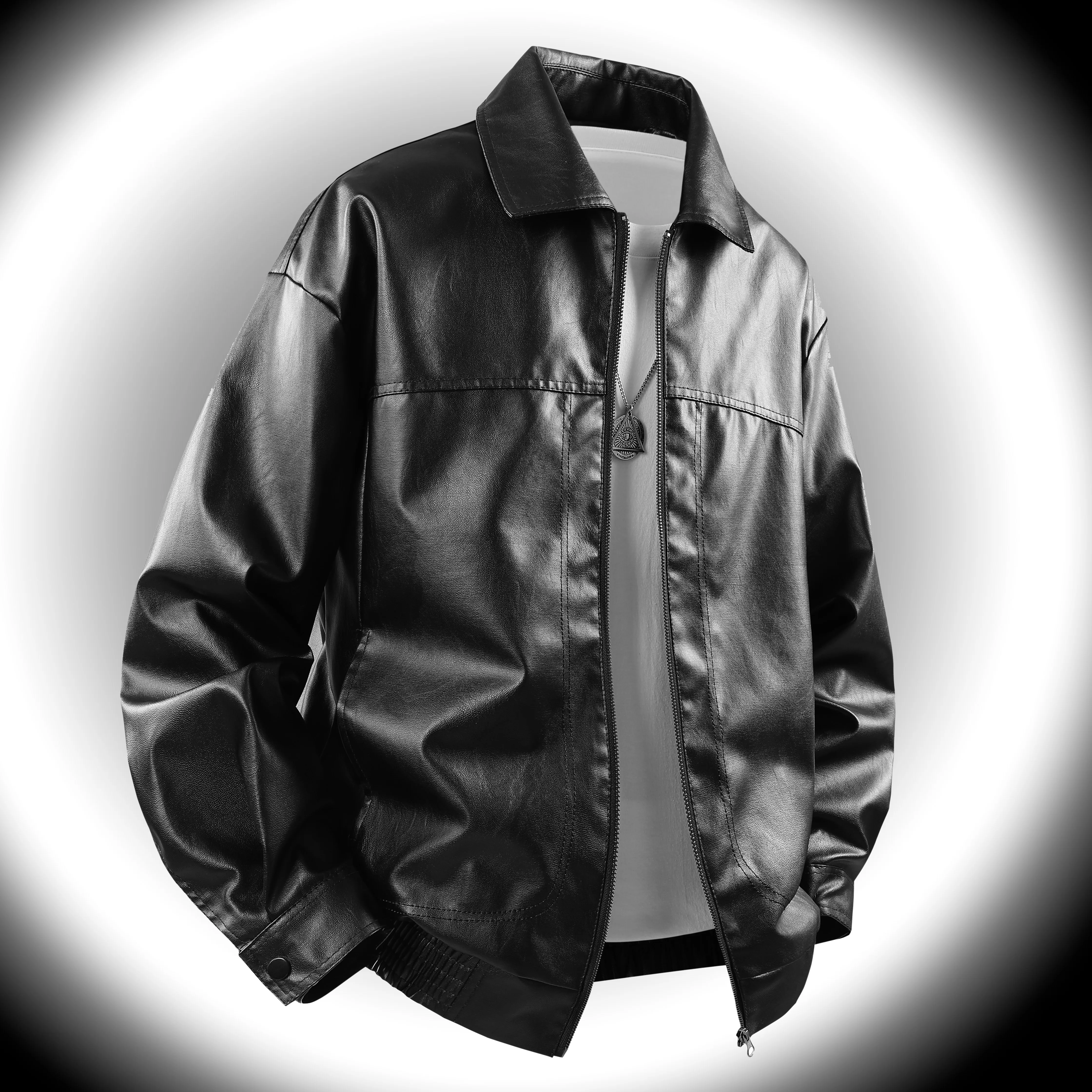 Men's Premium PU Leather Jacket – Classic Biker Style with Soft Finish, Durable Zip-Up Moto Coat for Fall & Winter Streetwear