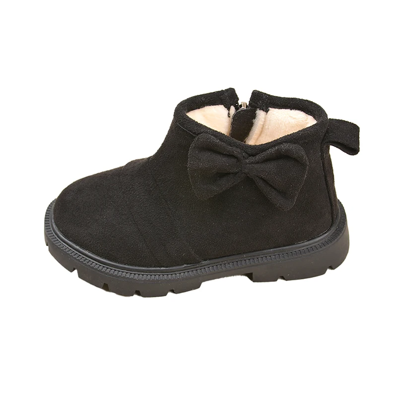 Bambine adorabili e di bell\'aspetto stivali Martin con nodo a fiocco scarpe invernali calde per bambini con cerniera laterale EK9S185