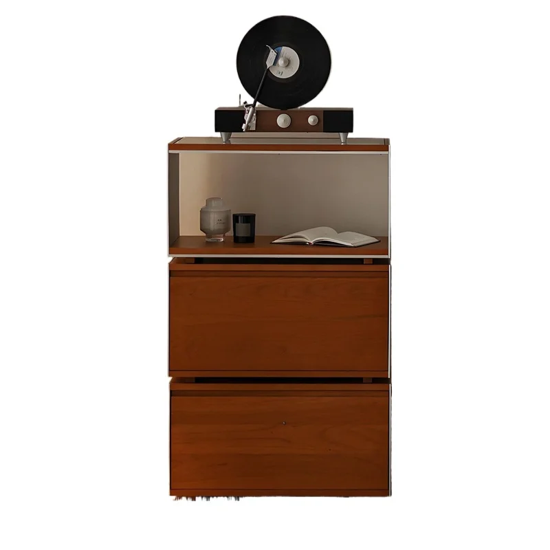Medieval cherry solid wood module combination cabinet, storage and dining side low chest cabinet