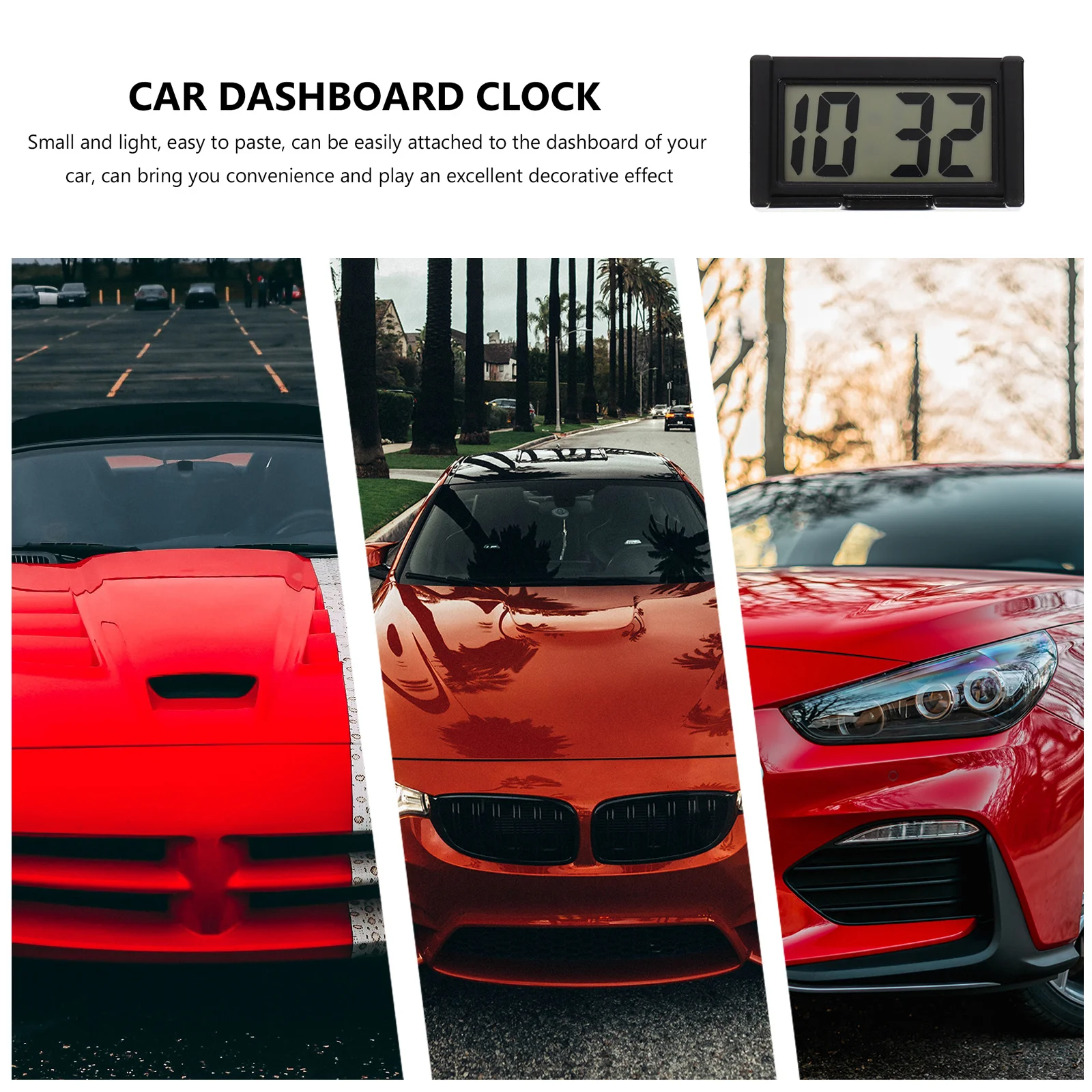 

2Sets Car Dashboard Digital Clock Mini Adhesive Vehicle Auto Clock Clear Display Durable Practical Gift Car Vent Clocks
