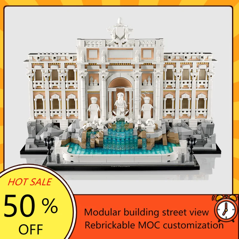 3434PCS Trevi Fontein Uitbreiding Modulaire Modulaire MOC Creatieve street view Model Custom Puzzels DIY Onderwijs Model Speelgoed Geschenken