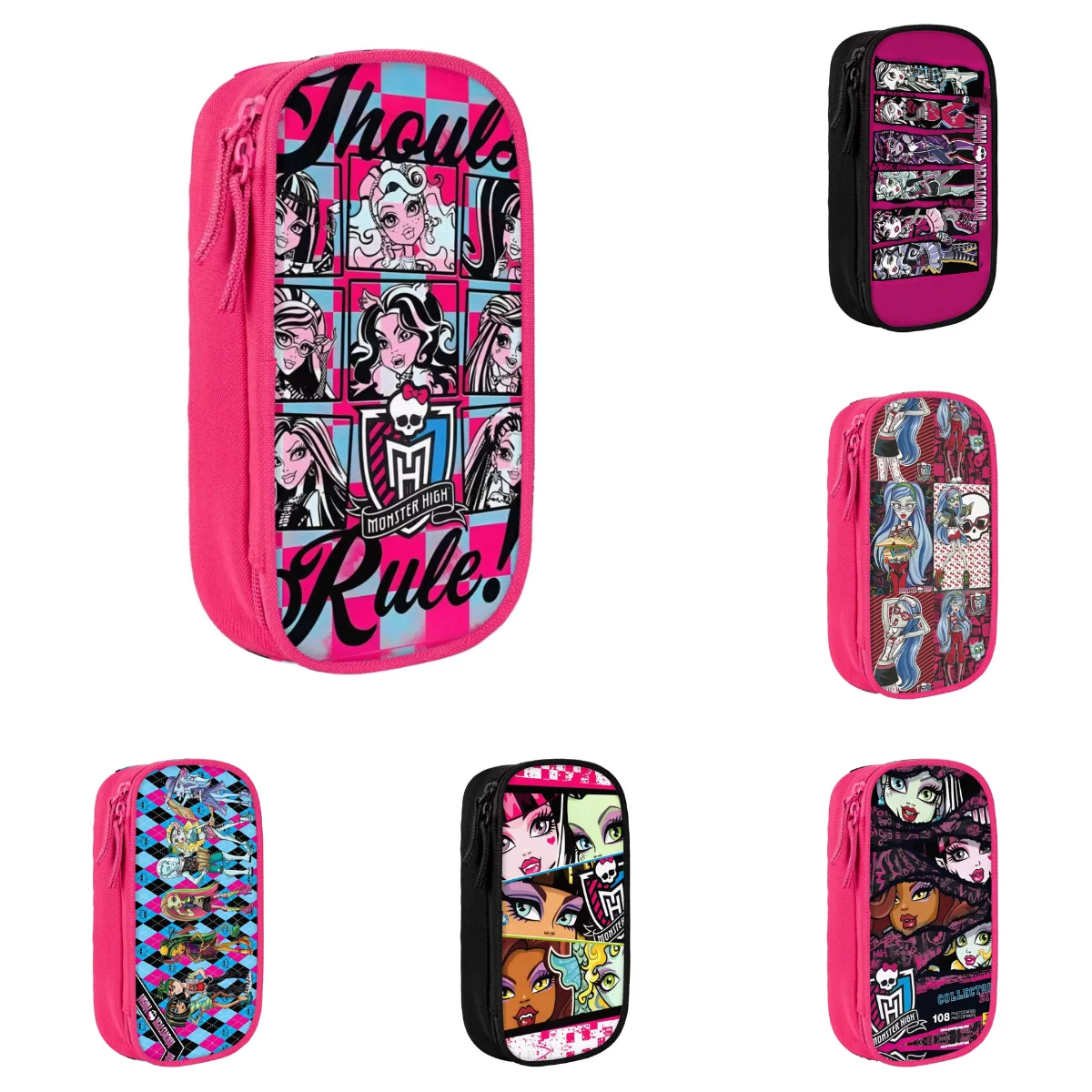 Retro Pencil Case Monster High Character (4) Pencil Pouch School Pencil Cases Kids Zipper Pattern Stationery Organizer