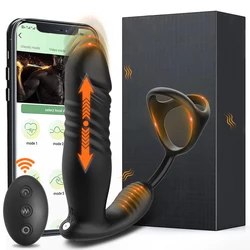 Andrea Control-Vibromasseur Anal Télescopique pour Homme, Anneau de Pénis, Bluetooth, Mastjaune, Jouets Sexuels, Plug Anal Gay, Énergie de la Prostate