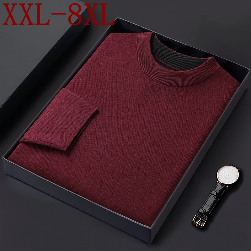 

8XL 7XL 6XL 2024 New Fall Winter High End Luxury Wool Sweater Men Long Sleeve Turtleneck Pullover Man Soft Warm Mens Sweaters