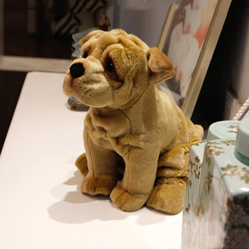 ชาร์เปยสมจริงคุณภาพสูงน่ารัก plushie Shar Pei สุนัขของเล่นตุ๊กตาเหมือนสัตว์จำลองตุ๊กตายัดไส้ Kawai ของขวัญของเล่น