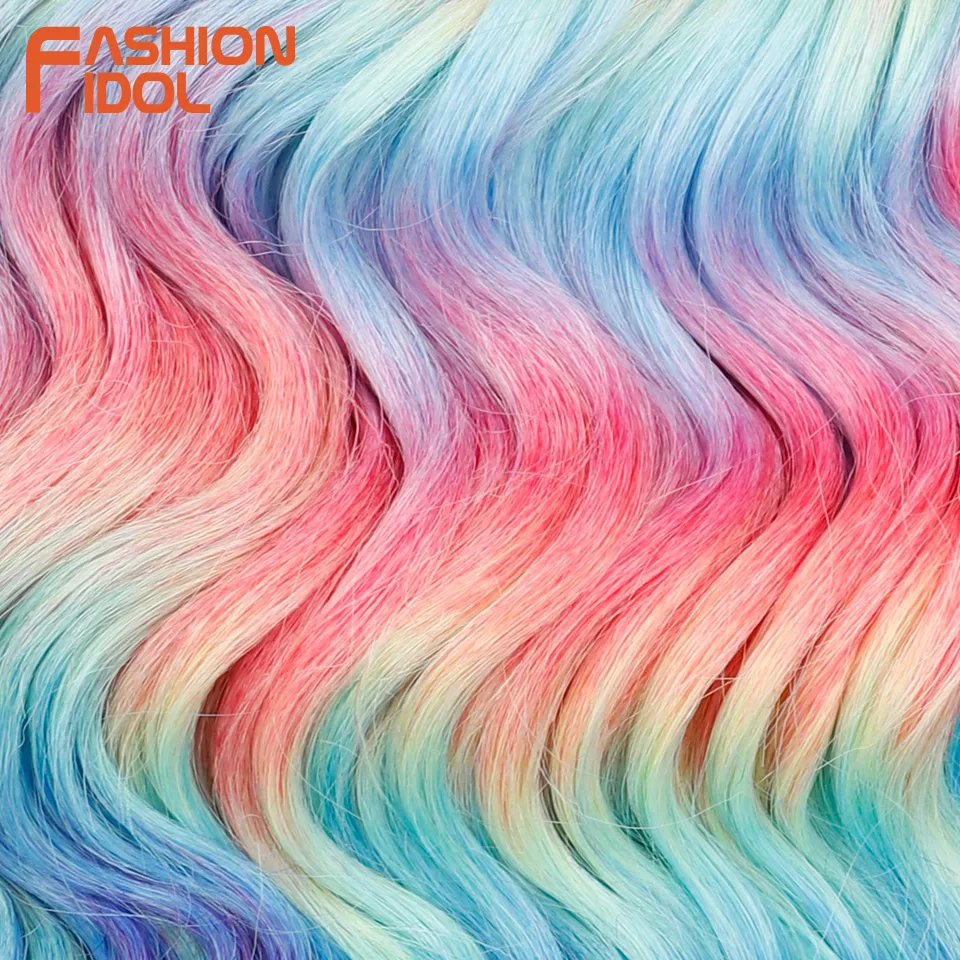 موضة المعبود 300 جرام 3 قطعة 16 بوصة عميق متموج الكروشيه الشعر الاصطناعية مجعد الشعر الكروشيه الضفائر أومبير قوس قزح تجديل وصلات شعر #6