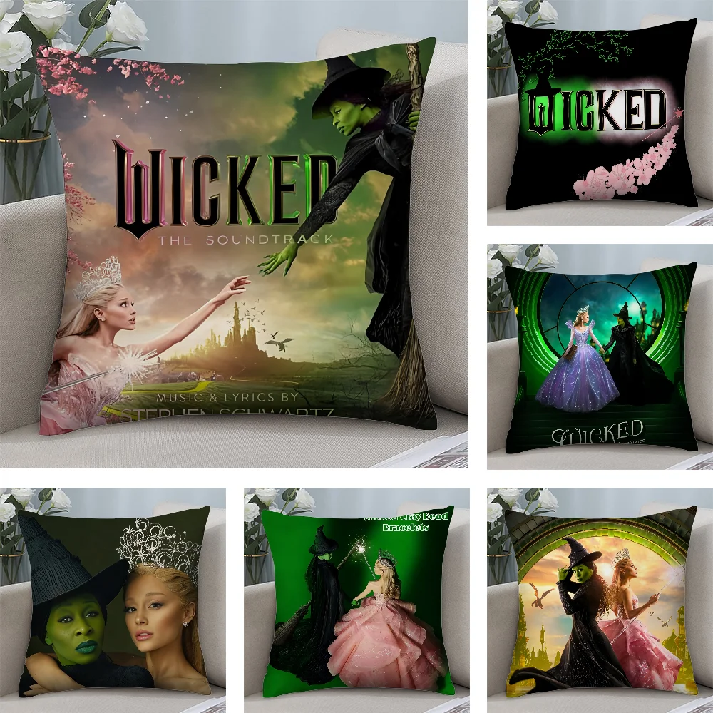 

W-Wicked Part One Movie Pillow Case Short Plush Pillow Covers Sofa Decorative Gift Home Double-sided Printing Cushion Cover