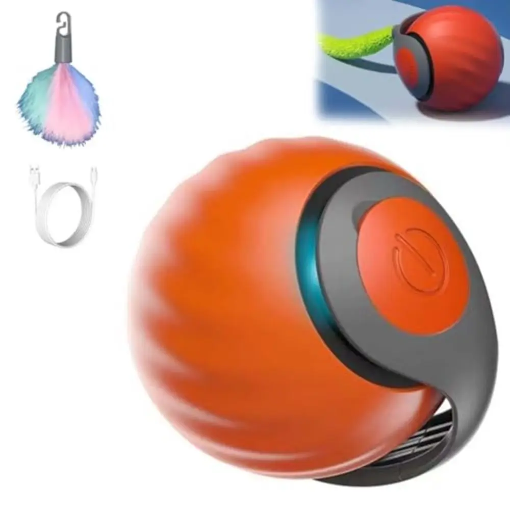 Silicone Smart Self Rolling Ball Cat Toy USB Rechargeable Automatic Silent Power Ball Cat Toy Relieve Boredom With Colorful Tail