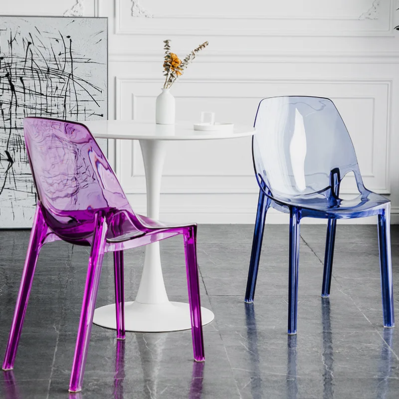 Luxury Living Room Throne Chair Acrylic Transparent Designer Acrylic Chair Plastic Backrest Chaise Coiffeuse Library Furniture