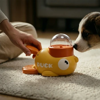 Dog 2-in-1 Interactive Toy Pet Automatic Food Treat Dispenser Cartoon Duck Design Slow…