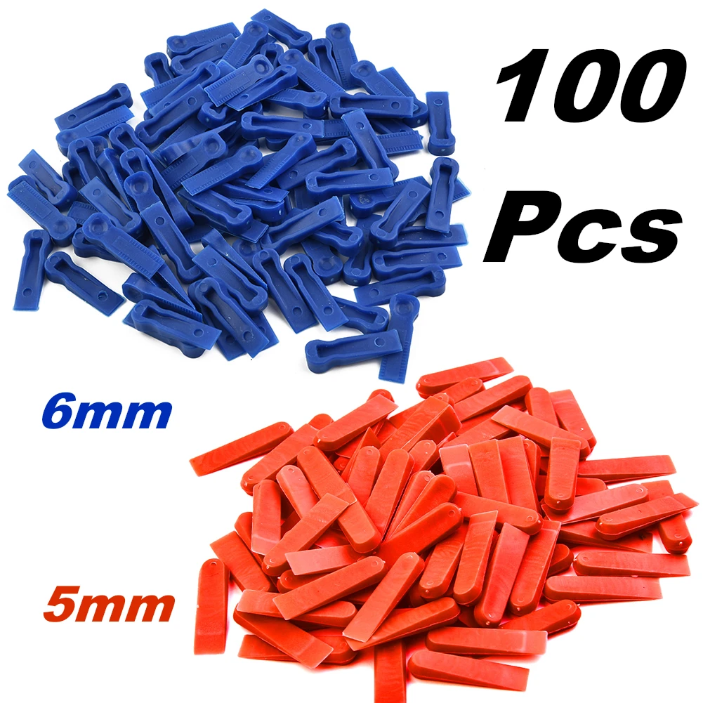 100pcs Reusable 5/6mm Plastic Tile Wedge Spacer Leveling Clips Floor Locator Ceramic Tiling Laying Adjustment Construction Tool