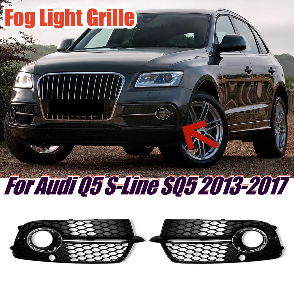 

Car Front Bumper Grill Grille For Audi Q5 Sline SQ5 2013 2014 2015 2016 2017 Fog Light Lamp Cover Grill Honeycomb Style