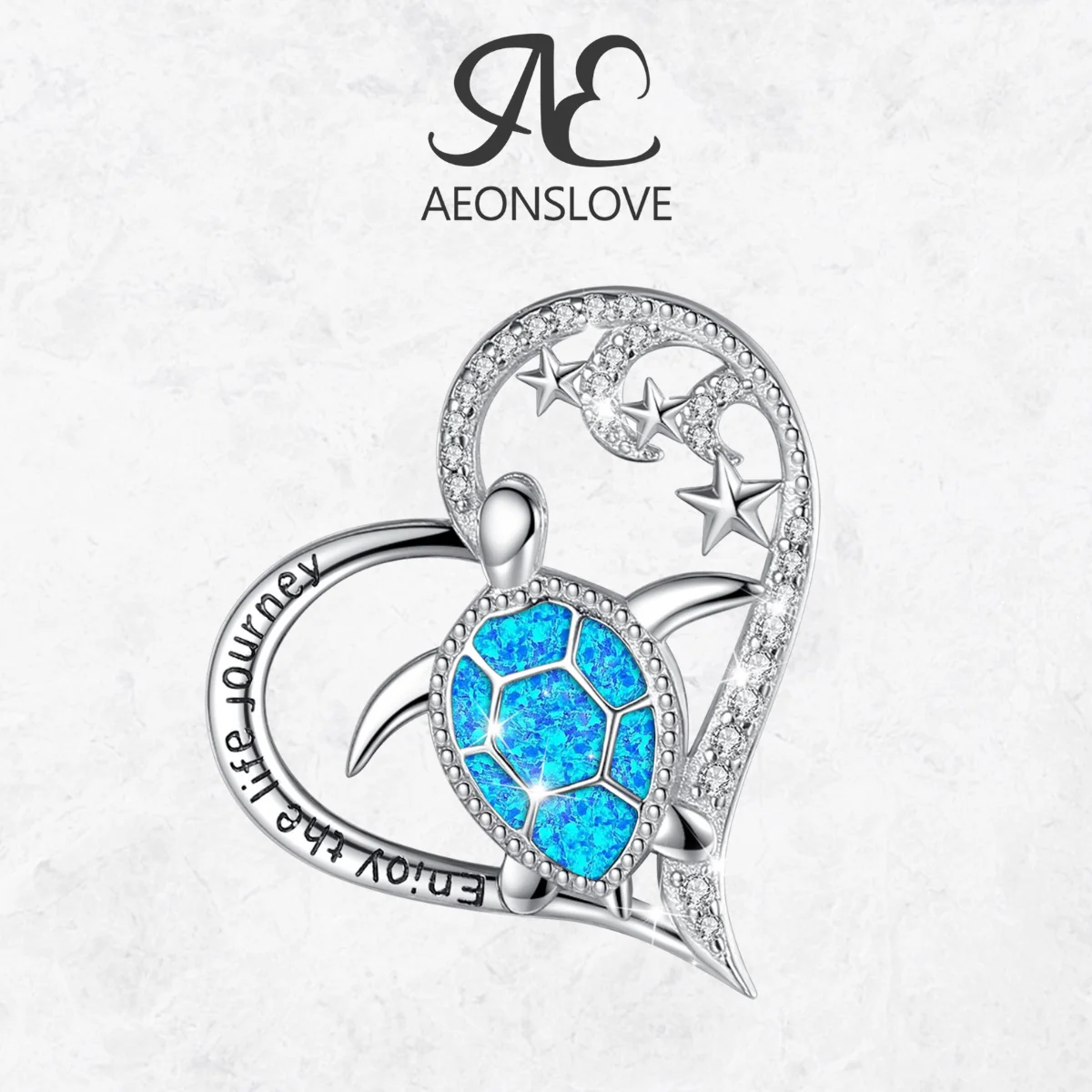 

AEONSLOVE 925 Sterling Silver Sea Turtle Necklace Blue Opal Heart Pendant Wicca Ocean Jewelry Birthday Party Gifts for Women
