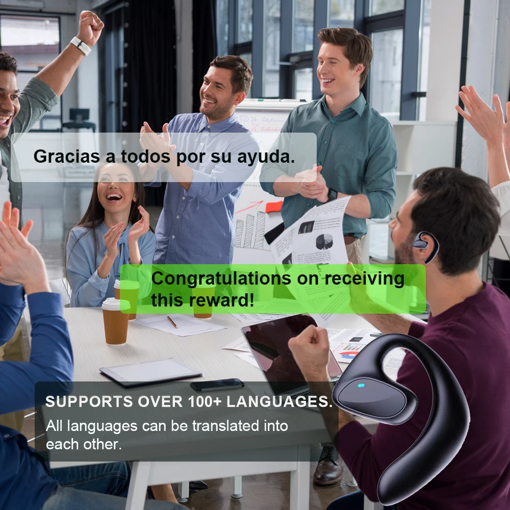 インテリジェント翻訳機能付きワイヤレスヘッドセット,144言語,インスタント翻訳,音声起動,Bluetooth,翻訳,ノベルティ