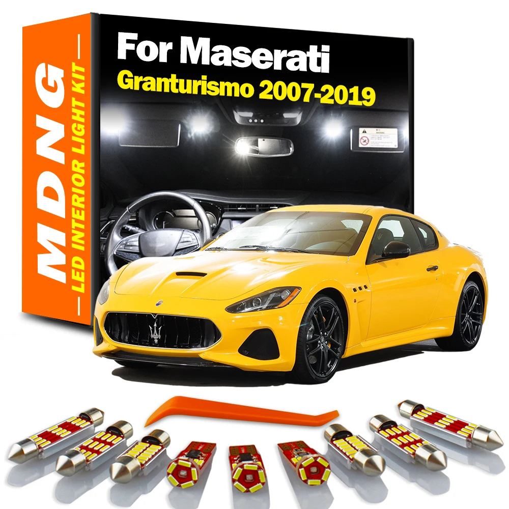 MDNG 12Pcs Canbus Indoor Lamp For Maserati Granturismo 2007- 2013 2014 2015 2016 2017 2018 2019 Car Bulbs LED Interior Light Kit