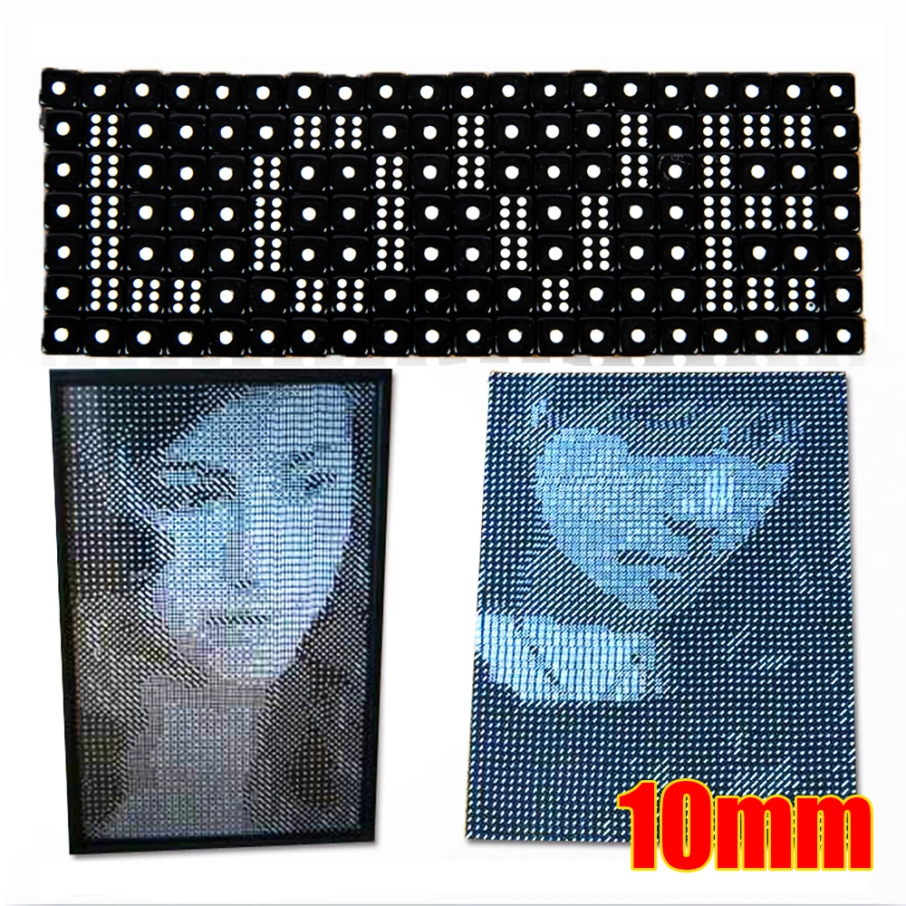 100pcs/pack Square Corner #10  White Dots 10mm Black Dice Wisdom Puzzle Dice Graduation Thesis Plane Model Design Dice