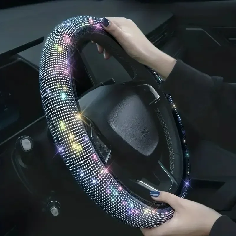 Car Steering Wheel Cover With Crystal Diamond Sparkling Auto Vehicle Decoration Protector Steering Car Wheel image 3
