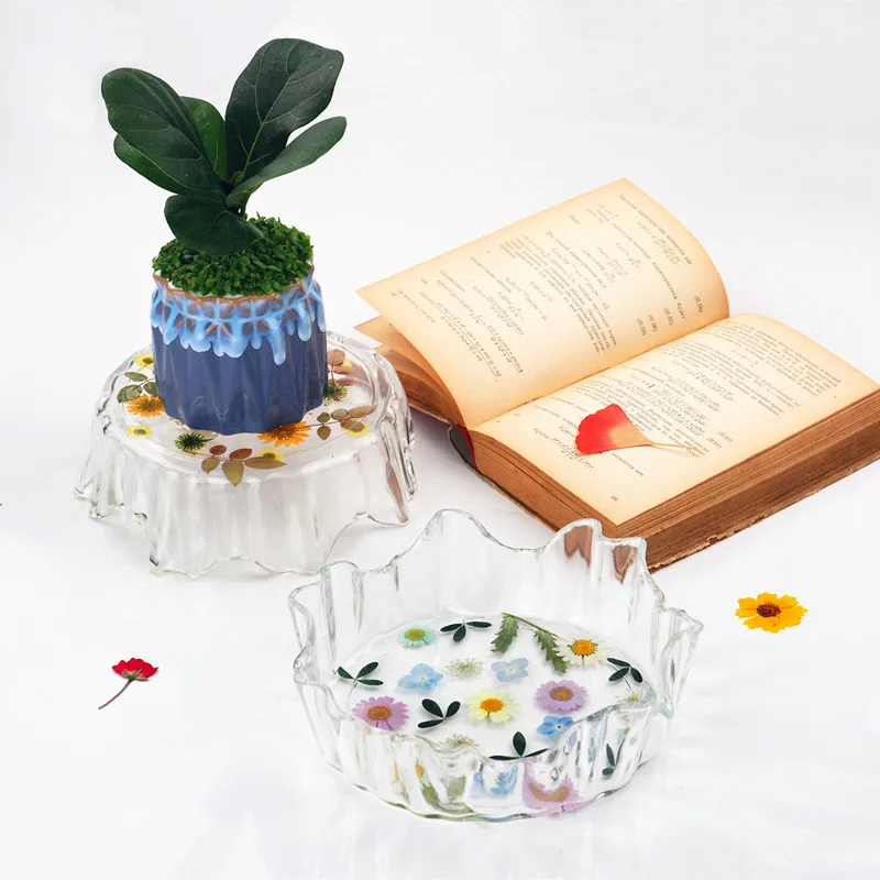 Mirror Silicone Irregular Tray Molds Diy Crystal Drip Epoxy Resin Tray Flower Pot Holder Table Setting Storage Tray Mould