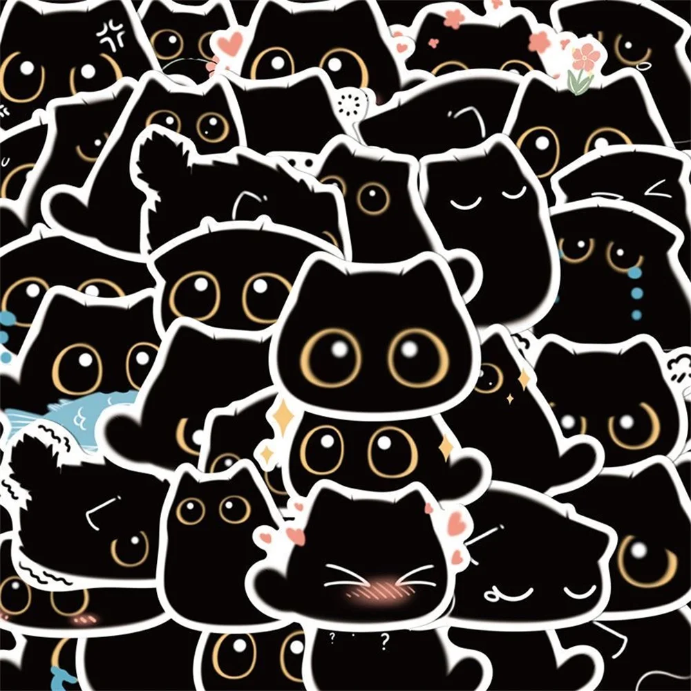 40PCS Cool Black Cat Cute Kawaii Stickers Vintage For DIY Notebook Guitar Scrapbooking Motorcycle Laptop Luggage Graffiti Decals