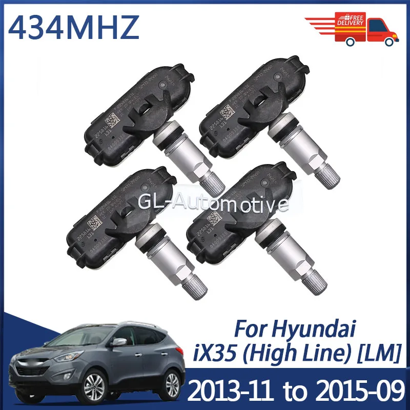 4PCS 434MHZ TPMS Tire Pressure Monitoring Sensor For Hyundai ix35 2013-2015 52933-2Y450 52933-3V600