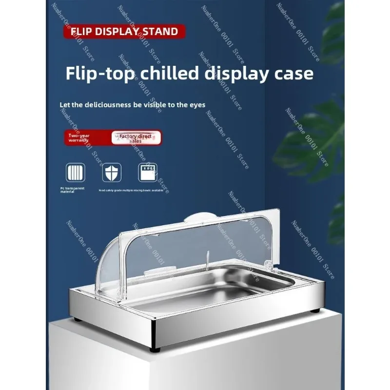 Rectangular Stainless Steel Buffet Warmer, Electric Heating Visual Clamshell Chafing Dish, Hotel Restaurant Catering Equipment