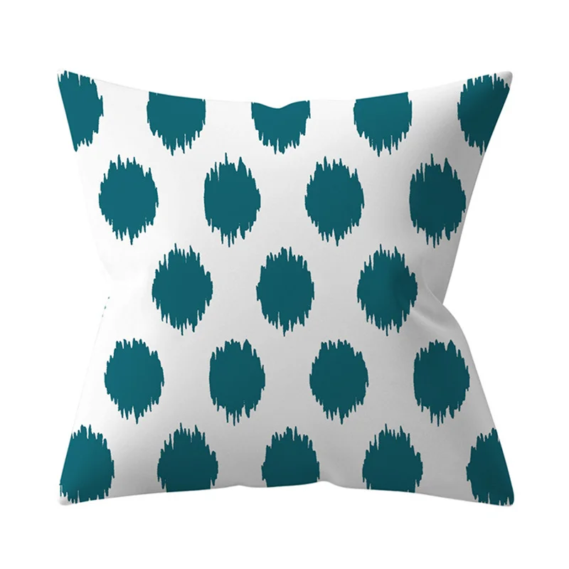 45x45cm Teal Flower and Leaf Print Pillowcase Stripe Geometric Sofa Cushion Cover Home Decor Throw