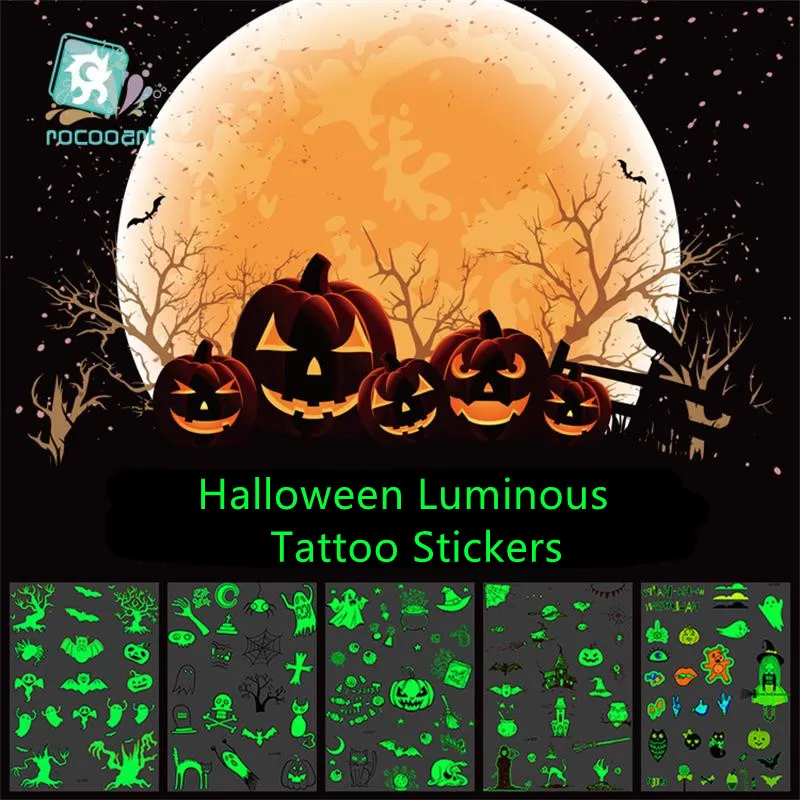 

Прекрасный Хэллоуин светящаяся передача воды водостойкая временная татуировка наклейка для женщин лицо боди-арт макияж вечерние поддельные татуировки