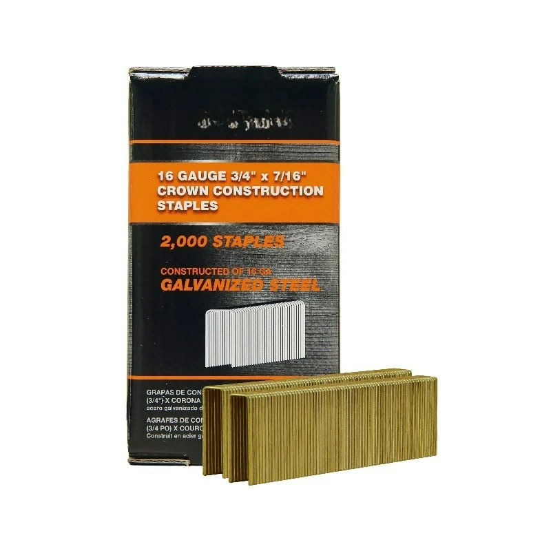 16-Gauge 3/4" Glue Collated Medium Crown Construction Staples (2000 Count)