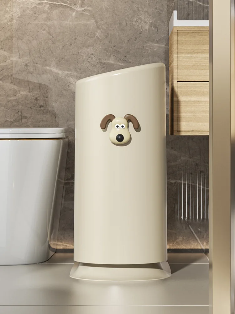 Garbage can household toilet toilet kitchen large capacity high appearance level light luxury senior simple stitching dog head