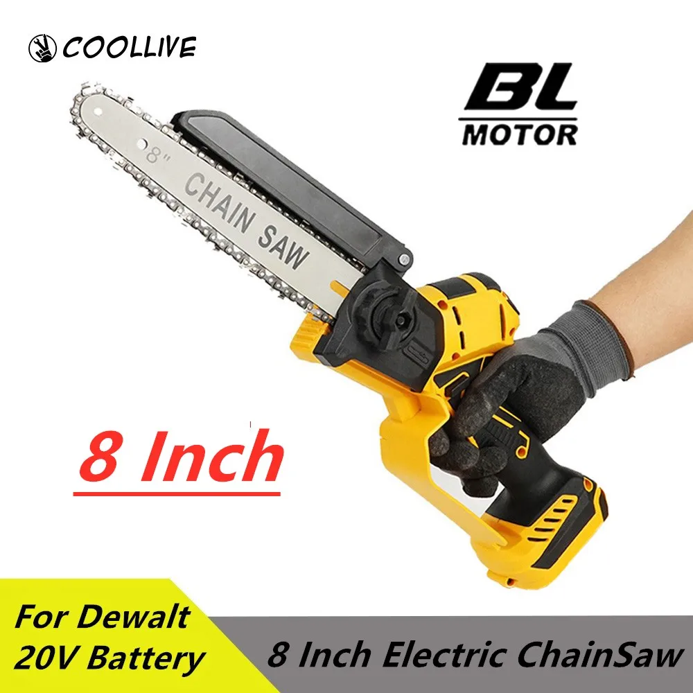 8 Inch Brushless Chain Saw Garden Pruning Saw Cordless Electric Chainsaw Garden Cutting Power Tool For Dewalt 20V 18V Battery