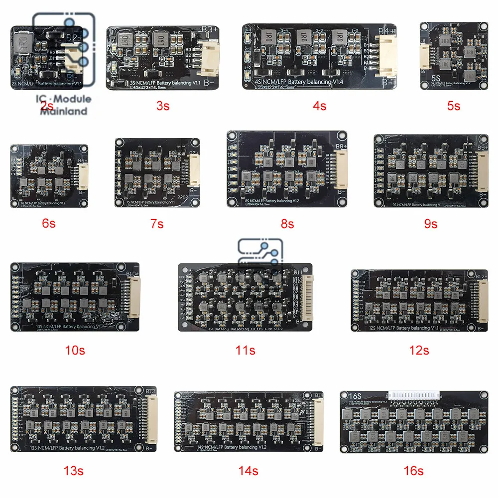 2S-16S Lithium Ion Active Equaliser Energy Transfer Board Inductance Conversion 1.2A High Current Equalisation Module