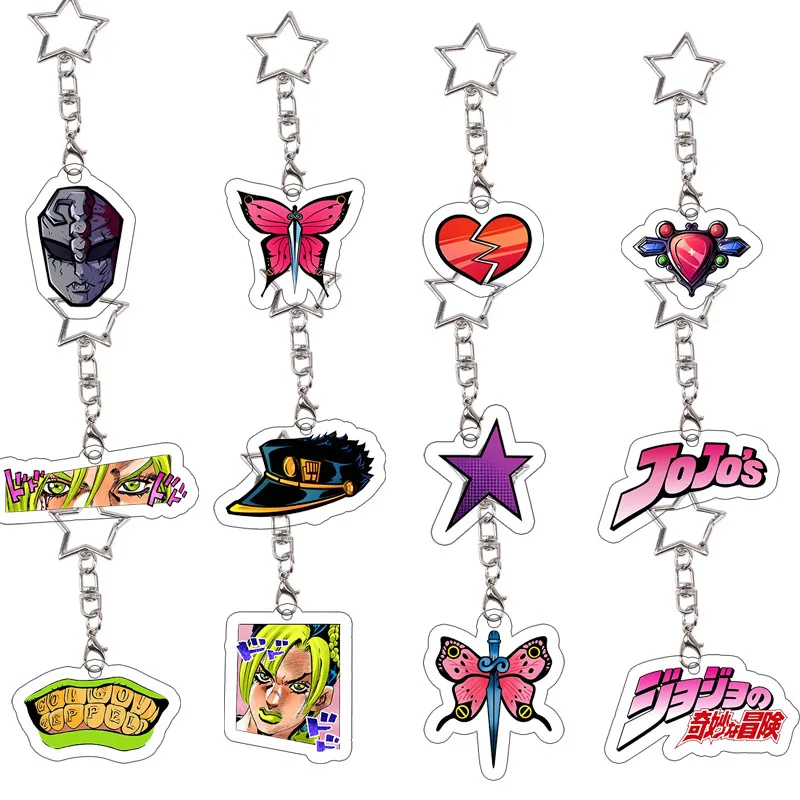

Logo JoJo's Bizarre Adventure Acrylic Keychain Cartoon Anime Charm Set Student Exquisite Bag Pendant Figure Decoration Gift
