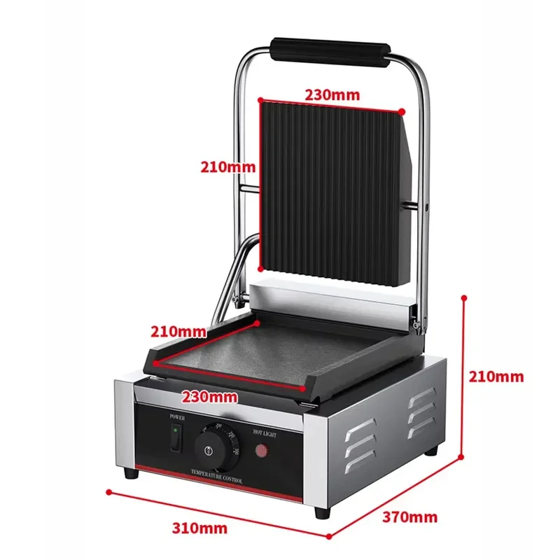 2026 New, High Quality TCG811C Commercial Electric Panini Press Grill 1800W Non-stick Grooved Plates 122-572F Temp Control