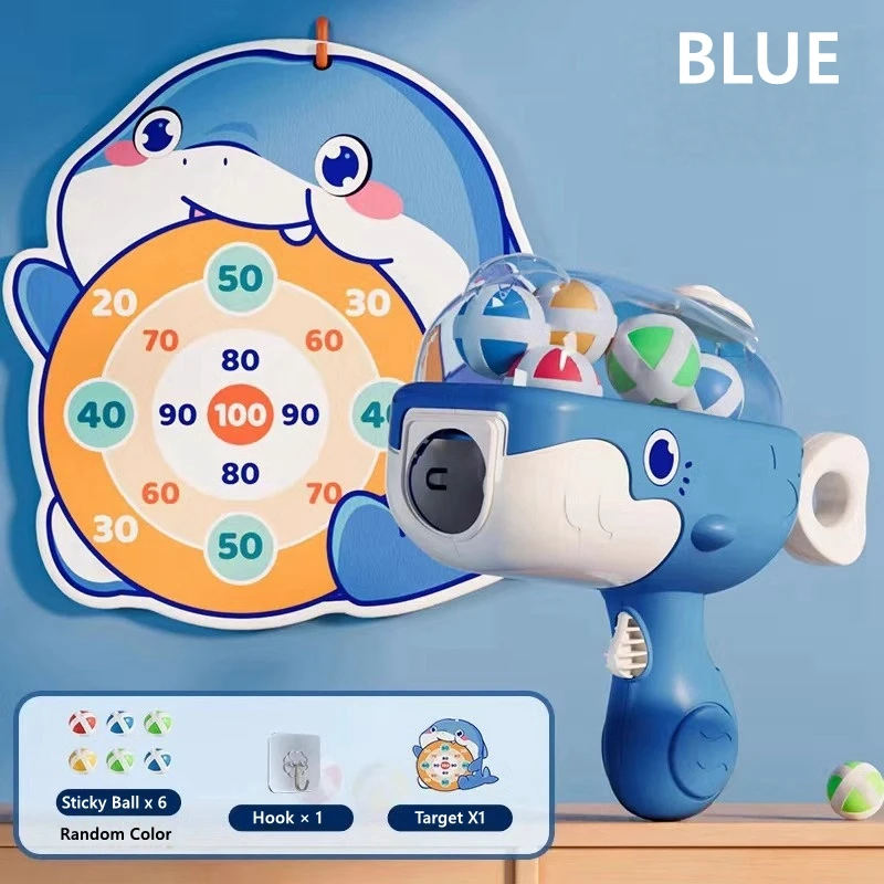 Cartoon Walvis Kleverige Bal Gooi Speelgoedset Kinderen Schieten Bal Gun Dartbord Doel Zachte Kogel Indoor Outdoor Sport Spel Speelgoed