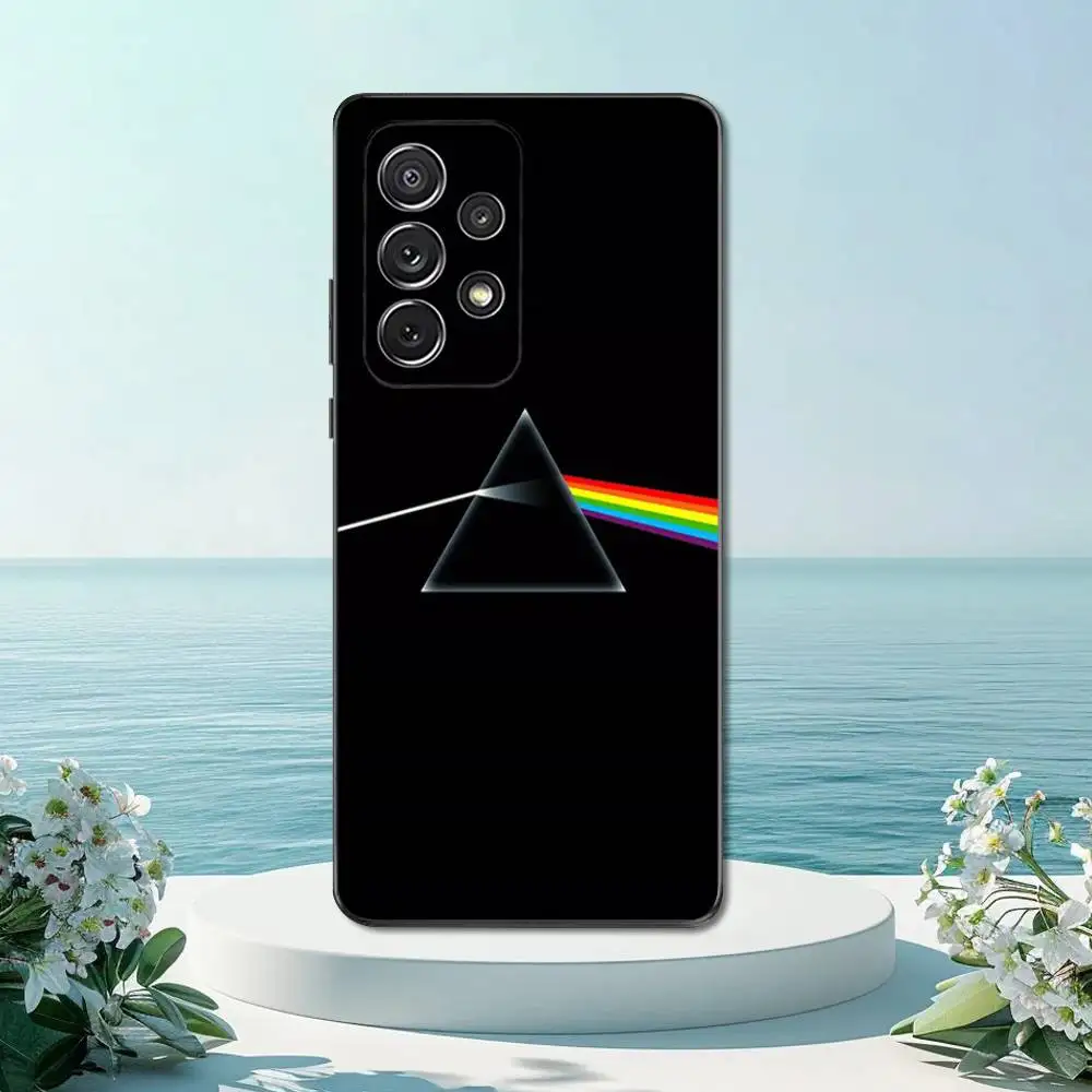 พี-พิงค์ เอฟ-ลอยด์เคสโทรศัพท์สำหรับซัมซุง S22,S21,S20,S10,S9,S25,S24,S23,อัลตร้า,FE,พลัส,ไลท์,ซิลิโคนอ่อนนุ่มปกสีดำ