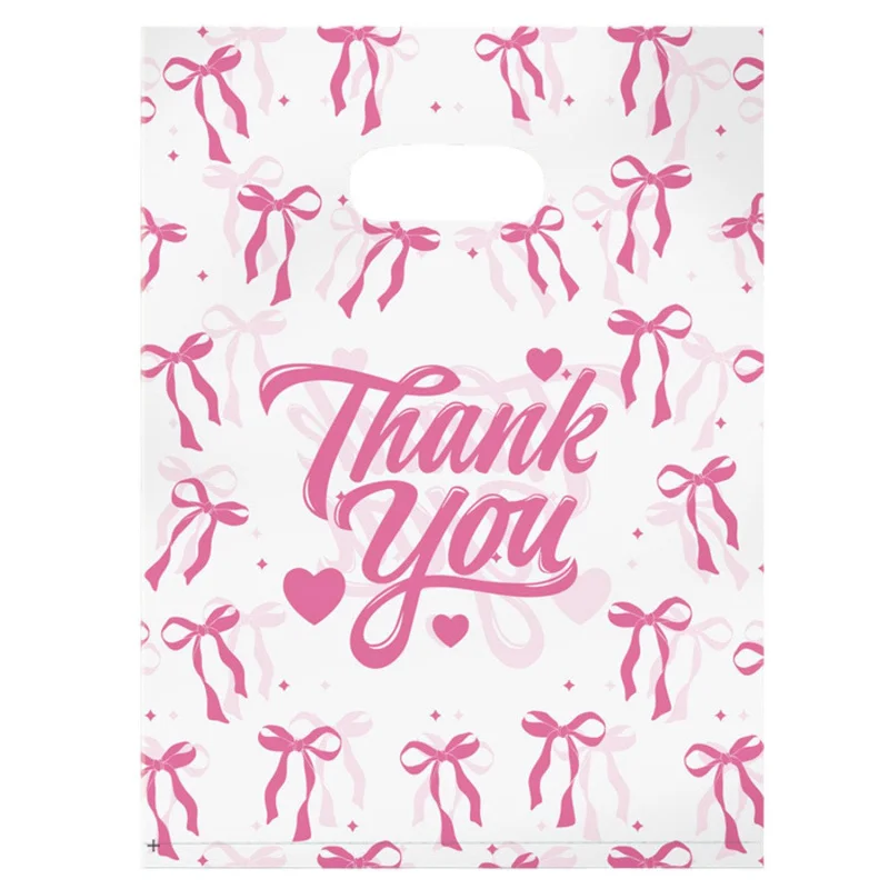 100 bolsas de plástico para mercancías de 5,8 x 7,8 pulgadas, bolsas de boutique para compras al por menor con asas troqueladas