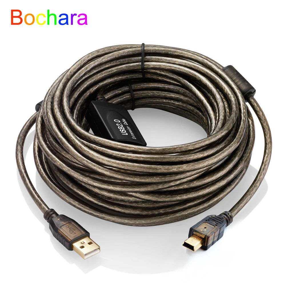 

Bochara 10 м USB 2,0 мини 5-контактный кабель позолоченный тип A штекер-мини 5-контактный встроенный чипсет IC с двойной защитой