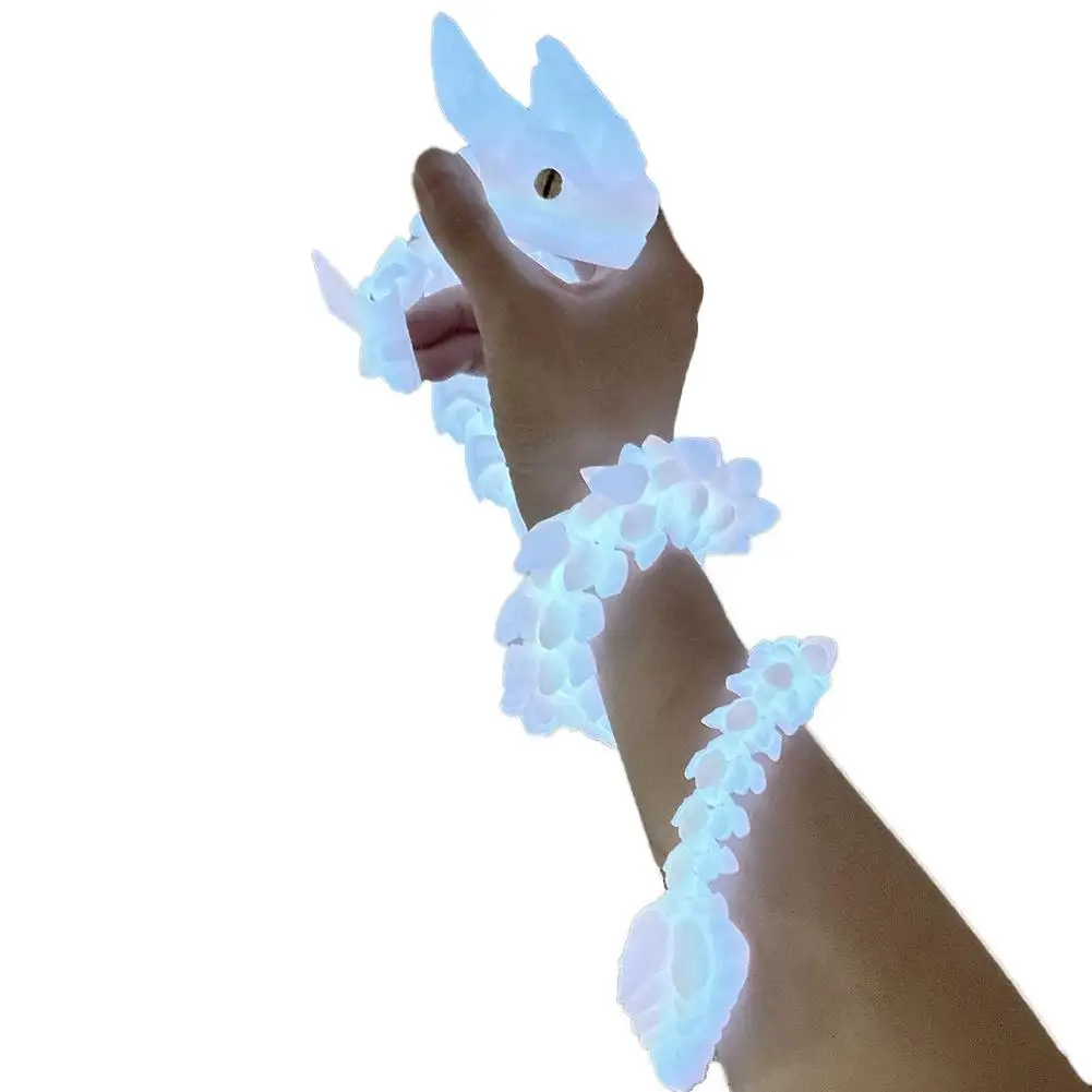 3D-gedruckte gehörnte Drache, Figur, Ornament, leuchtender Drache, Ganzkörpergelenke, bewegliches simuliertes Tiermodell, Desktop-Handwerksdekoration
