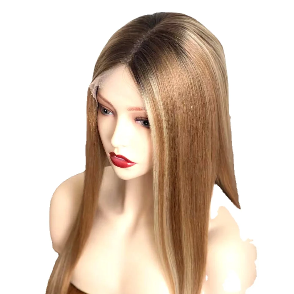 Hstonir Full Lace Blond Human Hair Wig Women's Natural Hair Haircuts Lace Front Wig Silk Top Smooth European Remy Hair G045