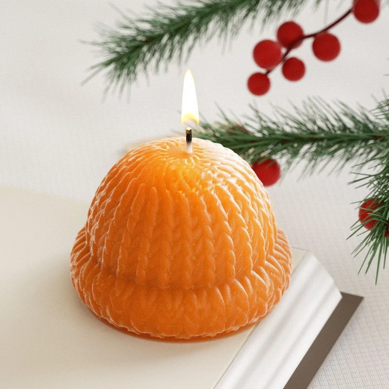 Moule à bougie en silicone en forme de chapeau de Noël en laine, gypse d'aromathérapie bricolage, décoration de bougeoir, ornement, moule en résine, douzaine d'artisanat
